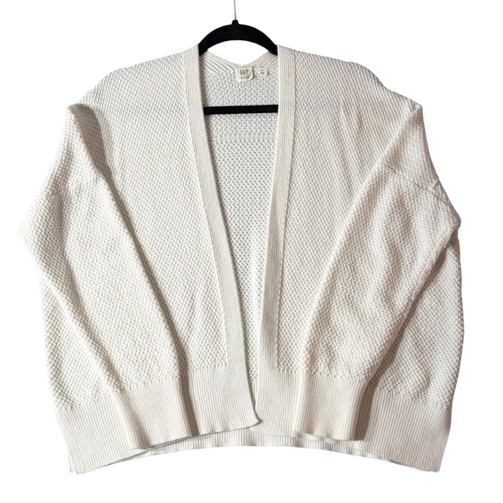 GAP For Good XL Snowflake Milk Textured Open Front Cotton Cardigan